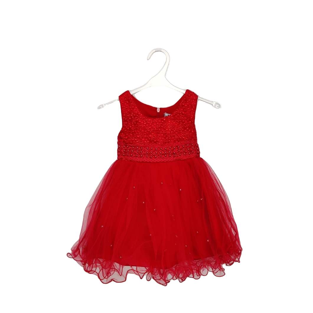 Min´s (RNG-2228) Rød pigekjole / baby kjole med perler