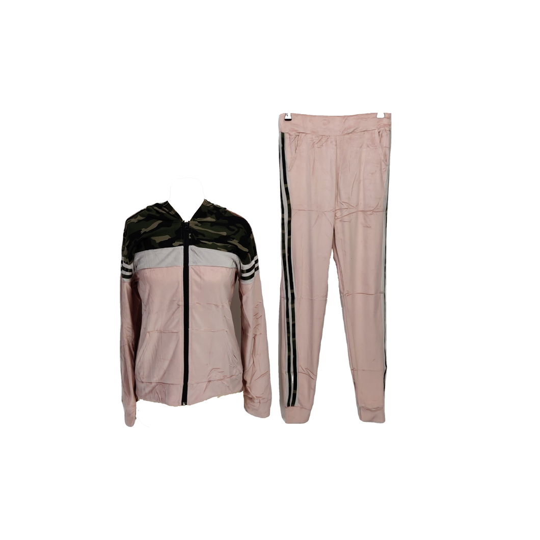Fashion ENSET-863 Lyserød velvet Hættetrøje med bukser til damer