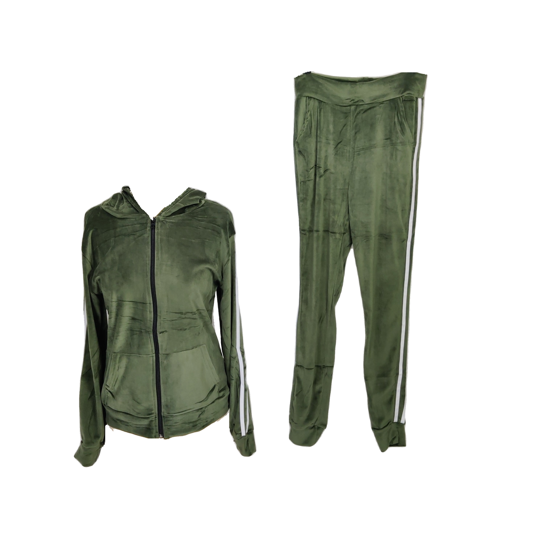 Sister BFSET-137 Grøn Velvet høttetrøje med bukser sæt til Damer
