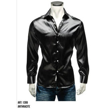 Indlæs billede til gallerivisning Sort satin skjorte / slim fit