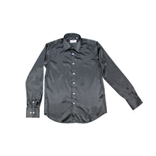 Indlæs billede til gallerivisning Sort satin skjorte / slim fit