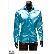 Indlæs billede til gallerivisning Lyseblå satin skjorte / slim fit