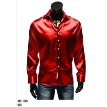 Indlæs billede til gallerivisning Rød satin skjorte / slim fit