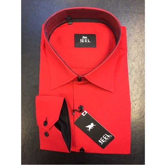 Rød skjorte med sorte knapper / slim fit