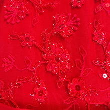 Indlæs billede til gallerivisning Rød pigekjole med blomster og glimmer
