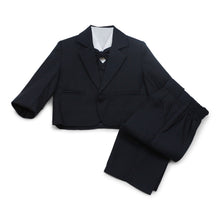 Indlæs billede til gallerivisning Zaren Mørkeblå baby jakkesæt - blazer, bukser, vest, skjorte og butterfly
