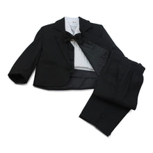 Indlæs billede til gallerivisning Sort Baby Jakkesæt - blazer, bukser, vest, skjorte og butterfly