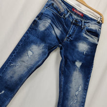 Indlæs billede til gallerivisning Blå med zipper Jeans, Cowboybukser med huller
