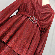Indlæs billede til gallerivisning Dress Planet 4473 Rød Kjole med Glimmer
