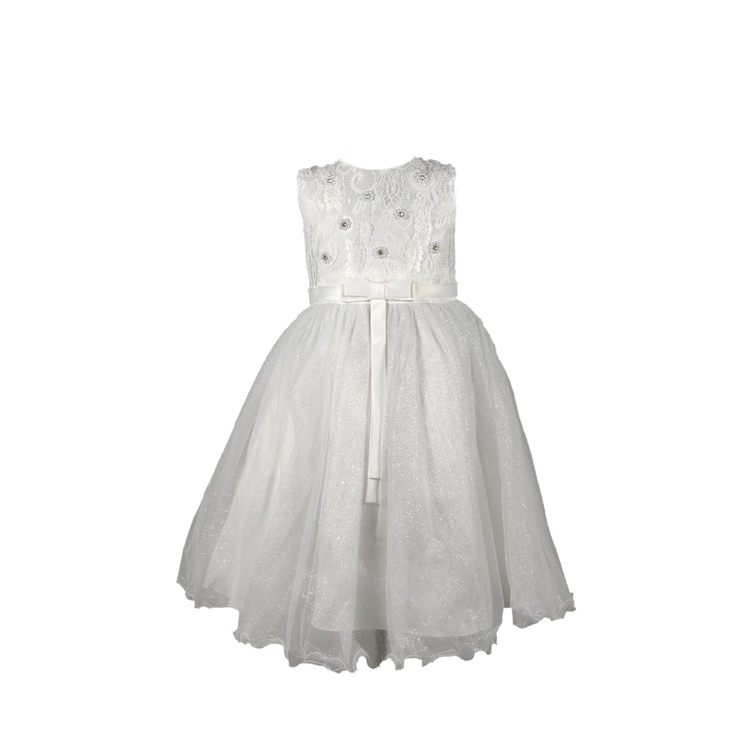 T.L Mariage (TL0600) Hvid kjole med glitter. Piger