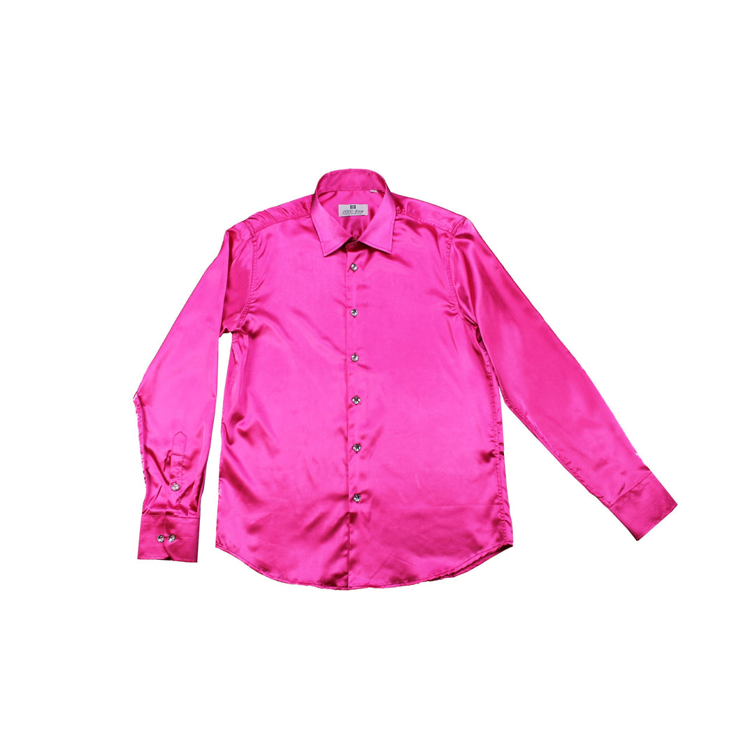 Pink satin skjorte / slim fit