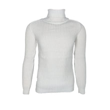 Indlæs billede til gallerivisning Hvid Herre Bluse med Turtleneck, Trøje. Strikketøj
