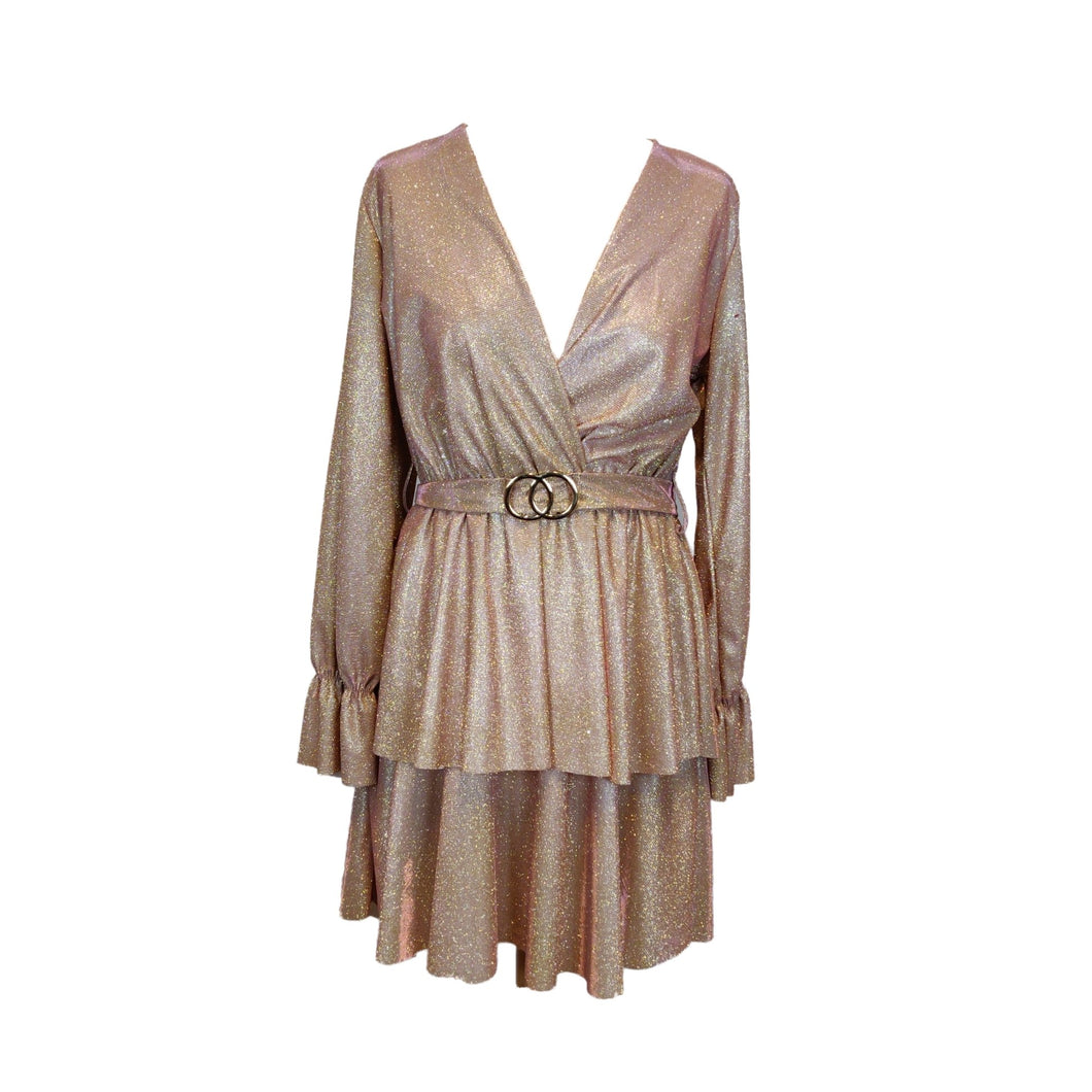 Dress Planet 4473 Guld Kjole med Glimmer